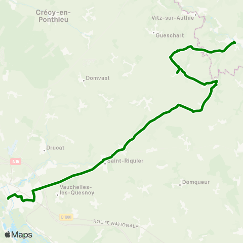 Hauts-de-France Car 80 Abbeville – Auxi le Château map