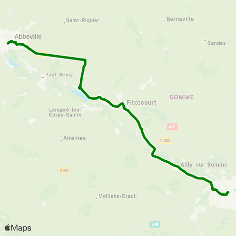 Hauts-de-France Car 80 Amiens – Flixecourt – Abbeville map