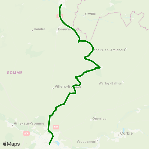 Hauts-de-France Car 80 Doullens - Beauquesne - Amiens map
