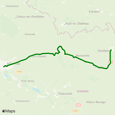 Hauts-de-France Car 80 Doullens - Bernaville - Abbeville map