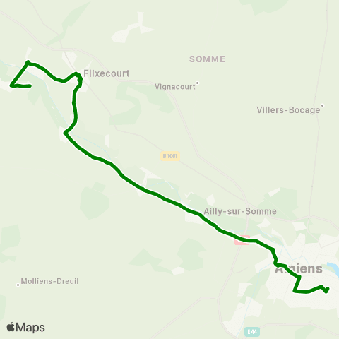 Hauts-de-France Car 80 L'Étoile / St Léger les Domart - Flixecourt - Amiens map