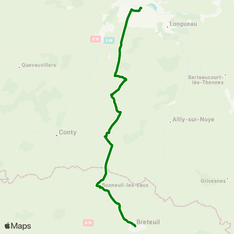 Hauts-de-France Car 80 Breteuil - St Sauflieu - Amiens map