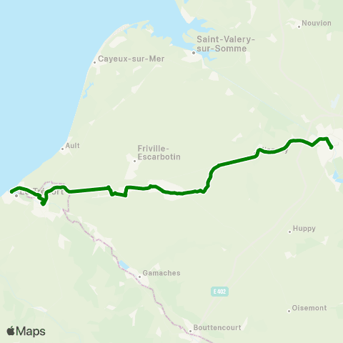 Hauts-de-France Car 80 Le Tréport - Feuquières - Abbeville map