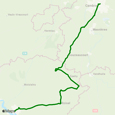 Hauts-de-France Car 80 Peronne - Roisel - Cambrai map