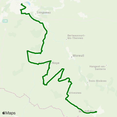 Hauts-de-France Car 80 Montdidier - Ailly sur Noye - Amiens map