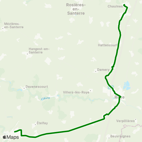 Hauts-de-France Car 80 Chaulnes - Roye - Montdidier map