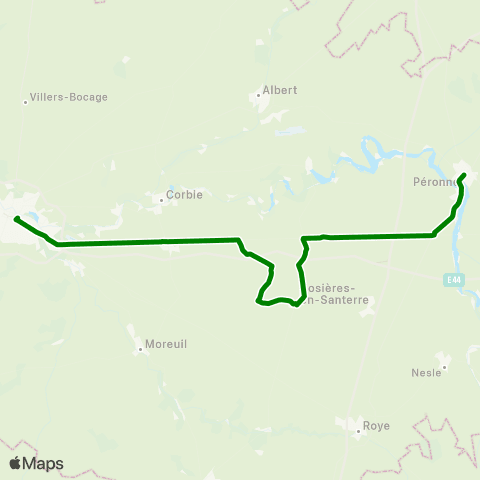 Hauts-de-France Car 80 Peronne - Rosières en Santerre - Amiens map