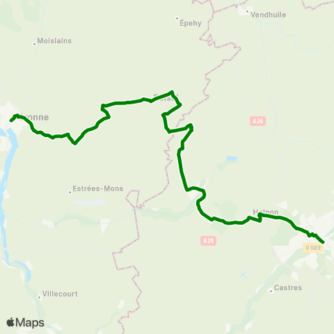 Hauts-de-France Car 80 St Quentin - Vermand - Roisel - Peronne map