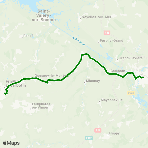 Hauts-de-France Car 80 Abbeville - Quesnoy le Montant - Friville Escarbotin map