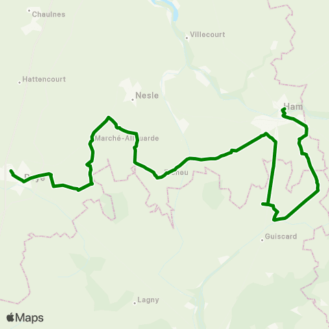 Hauts-de-France Car 80 Roye / Nesle - Hombleux - Ham map
