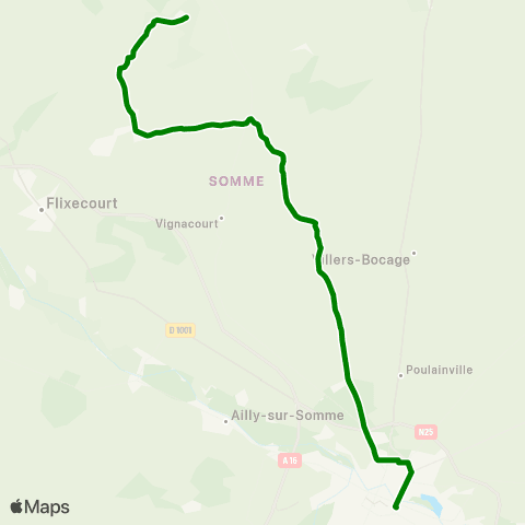 Hauts-de-France Car 80 Domart en Ponthieu - Amiens map