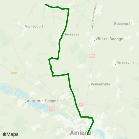 Hauts-de-France Car 80 Havernas - Flesselles - Amiens map