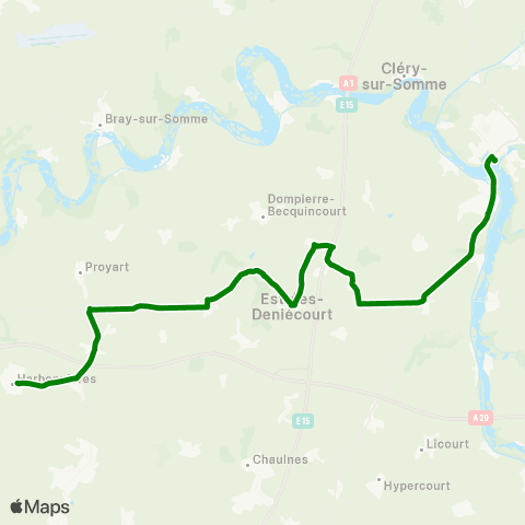 Hauts-de-France Car 80 Rosières en Santerre / Harbonnieres - Peronne map