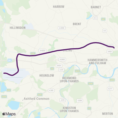TfL & NR Heathrow Express map