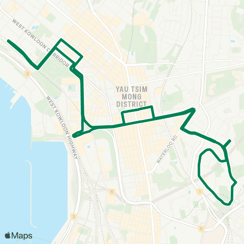 Kowloon Motor Bus Cheung Sha Wan (Hoi Tat Estate) - Oi Man (Circular) map