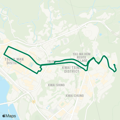 Kowloon Motor Bus Kwai Chung (On Yam Estate) - Tsuen Wan (Circular) map