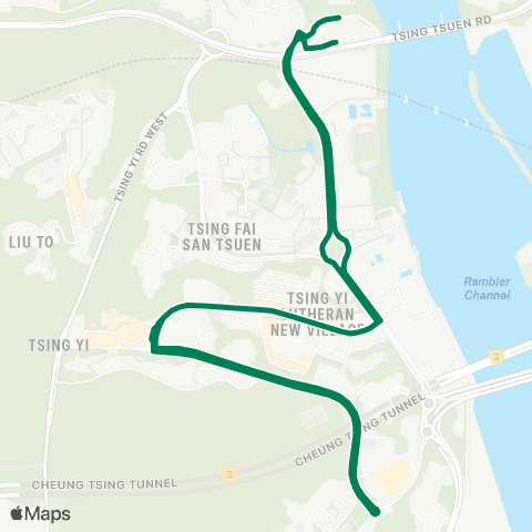 Kowloon Motor Bus Tsing Yi Sta - Mayfair Gardens (Circular) map