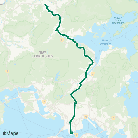 Kowloon Motor Bus Sheung Shui - Tsim Sha Tsui E (Mody Rd) map