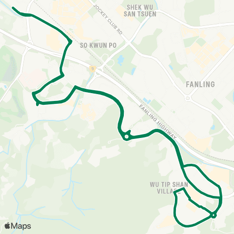 Kowloon Motor Bus Sheung Shui (Choi Yuen) - Wah Ming (Circular) map