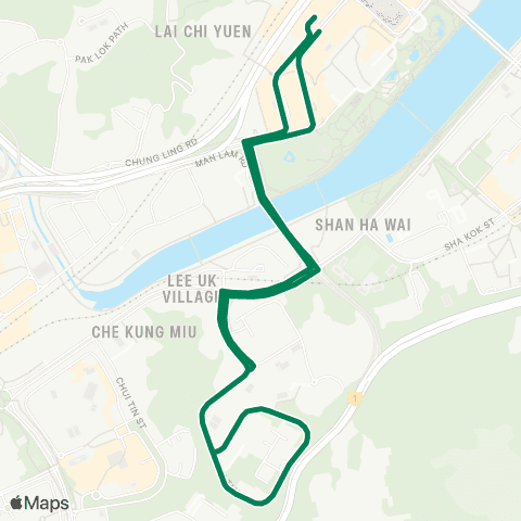 Kowloon Motor Bus Sha Tin Central - Sun Tin Wai (Circular) map