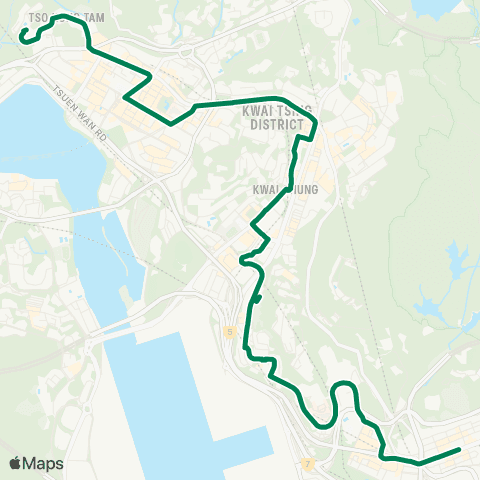 Kowloon Motor Bus Tsuen Wan (Allway Gardens) - Cheung Sha Wan map