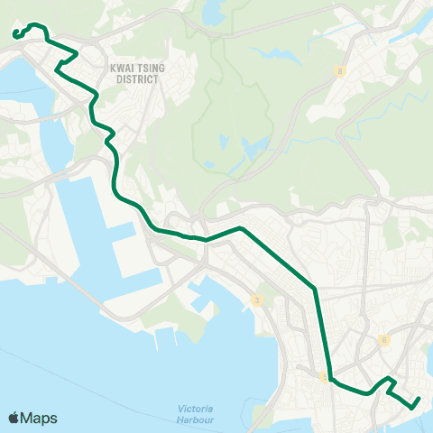 Kowloon Motor Bus Tsuen Wan (Allway Gardens) - Whampoa Garden map