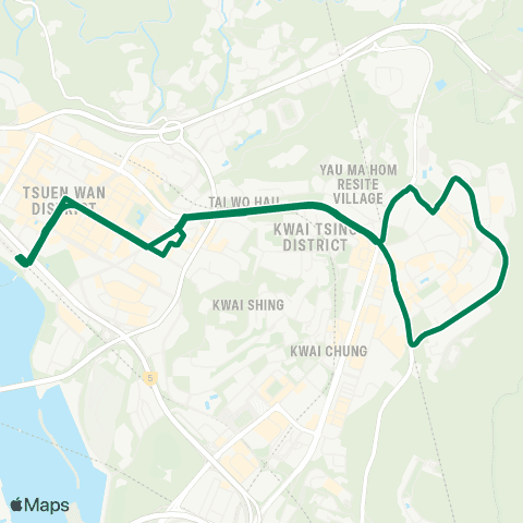 Kowloon Motor Bus Tsuen Wan W Sta - Shek Lei (Circular) map