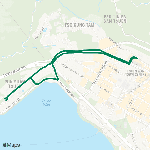 Kowloon Motor Bus Tsuen Wan (Bayview Garden) - Tsuen Wan Sta (Circular) map
