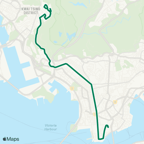 Kowloon Motor Bus Kwai Chung (On Yam Estate) - Tsim Sha Tsui E map