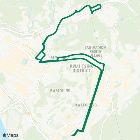 Kowloon Motor Bus Kwai Fong Sta - Cheung Shan (Circular) map