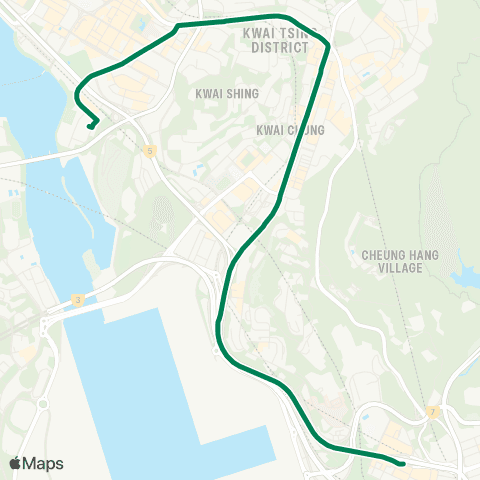 Kowloon Motor Bus Tsuen Wan (Riviera Gardens) - Mei Foo map