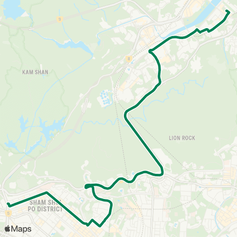 Kowloon Motor Bus Shatin Wai - Cheung Sha Wan (Kom Tsun St) map