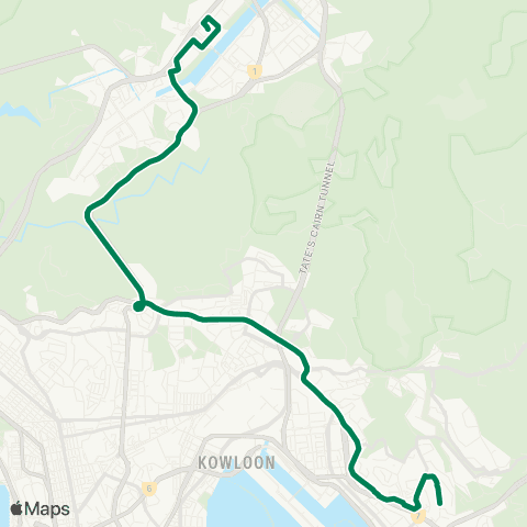Kowloon Motor Bus Lek Yuen - Kwun Tong (Tsui Ping N Estate) map