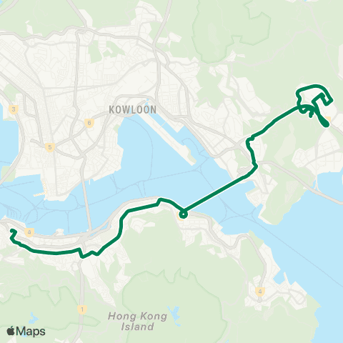 Kowloon Motor Bus Tseung Kwan O (Hong Sing Garden) - Central (Exchange Square) map