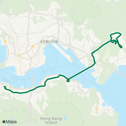 Kowloon Motor Bus Hong Sing Garden - Central (Exchange Square) map