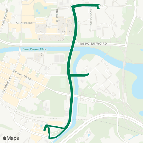 Kowloon Motor Bus Tai Po (Fu Shin) - Kwong Fuk (Circular) map