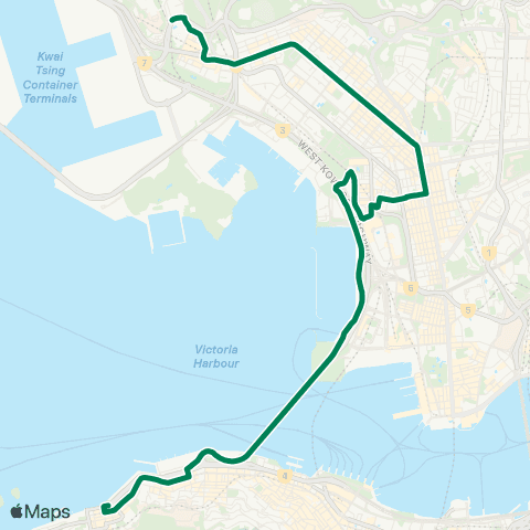 Kowloon Motor Bus Lai Chi Kok - Kennedy Town map