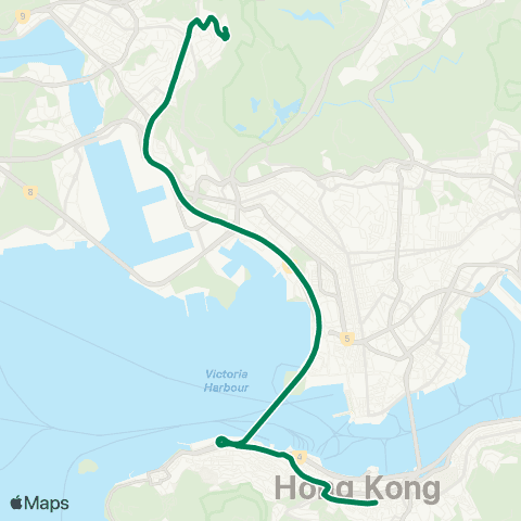 Kowloon Motor Bus Shek Lei (Tai Loong St) - Wan Chai (Fleming Rd) map