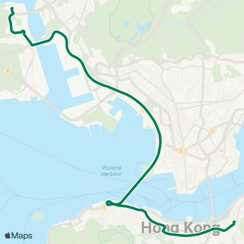 Kowloon Motor Bus Cheung On Estate - Causeway Bay (Tin Hau) map