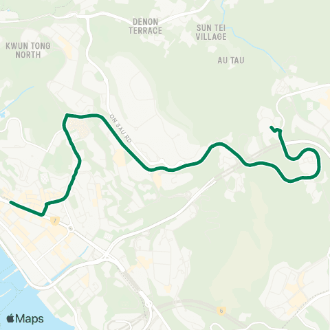 Kowloon Motor Bus Tsui Lam - Kwun Tong (Elegance Road) map