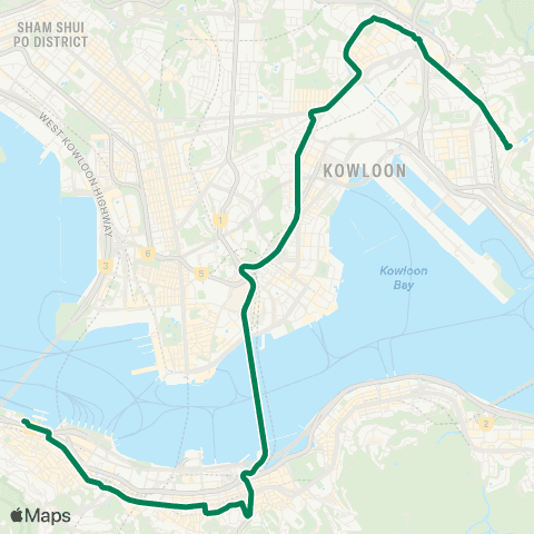 Kowloon Motor Bus Central (Macao Ferry) - Ngau Tau Kok map