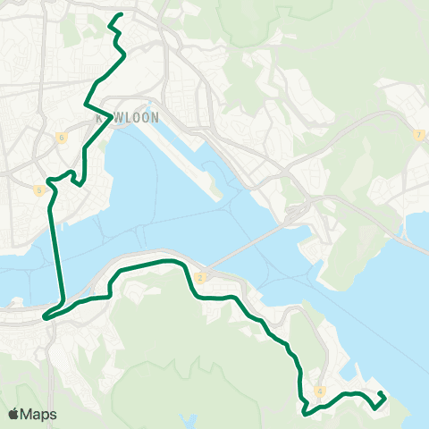 Kowloon Motor Bus Siu Sai Wan (Island Resort) - Wong Tai Sin (Morning Peak) map