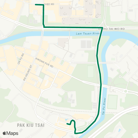 Kowloon Motor Bus Eight Land Garden - Tai Po Market Sta map