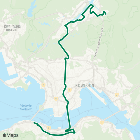 Kowloon Motor Bus Kwong Yuen - Central (Macao Ferry) map