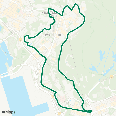 Kowloon Motor Bus Mei Foo - Kwai Shing (Circular) map