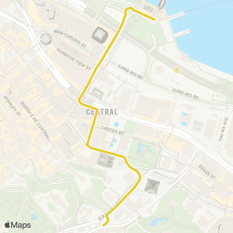 Citybus Central (Hong Kong Observation Wheel) - Garden Rd (Lower Peak Tram Terminus) map