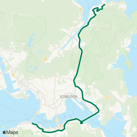 Kowloon Motor Bus Wu Kai Sha Sta - Central (Macao Ferry) map
