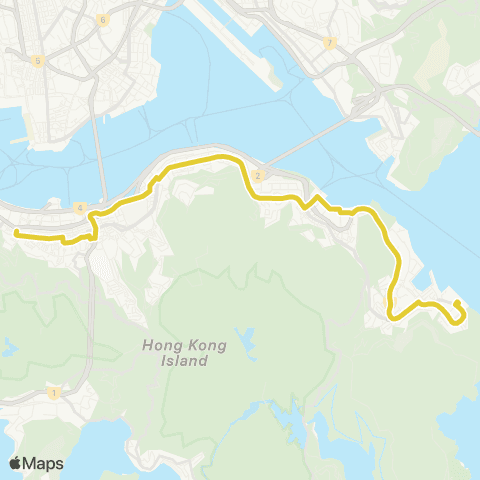 Citybus Siu Sai Wan (Island Resort) - Admiralty (Rodney St) map