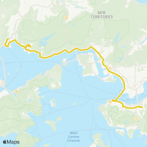 Citybus Tuen Mun (Lung Mun Oasis) - Causeway Bay (Moreton Ter) map