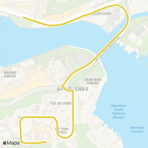 Citybus Lei Tung Estate - Aberdeen (Chengtu Rd) map